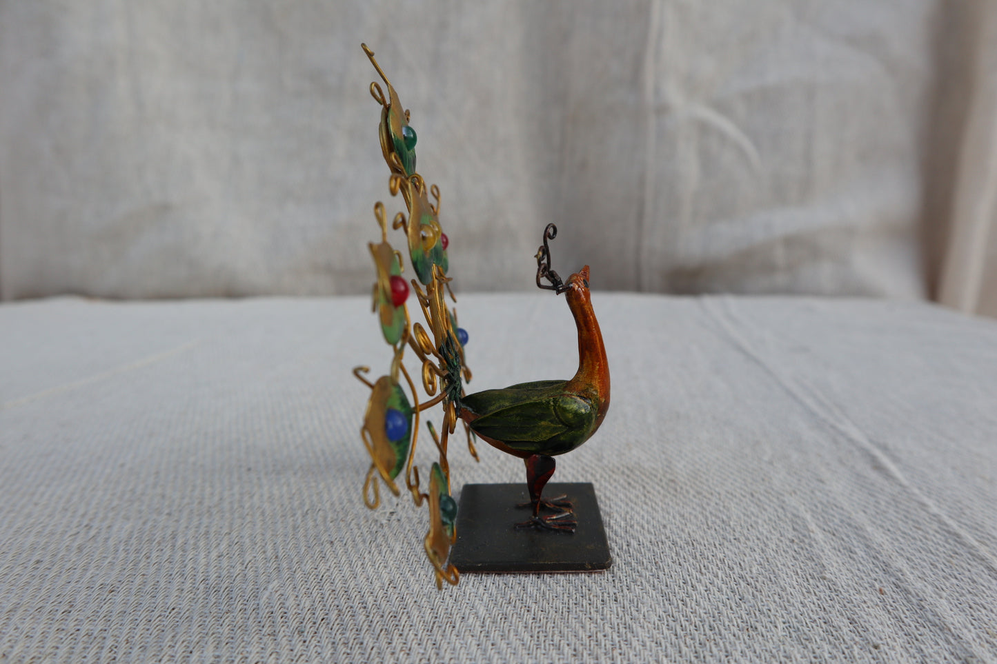 Retro Peacock dining table place setting holders, set of six