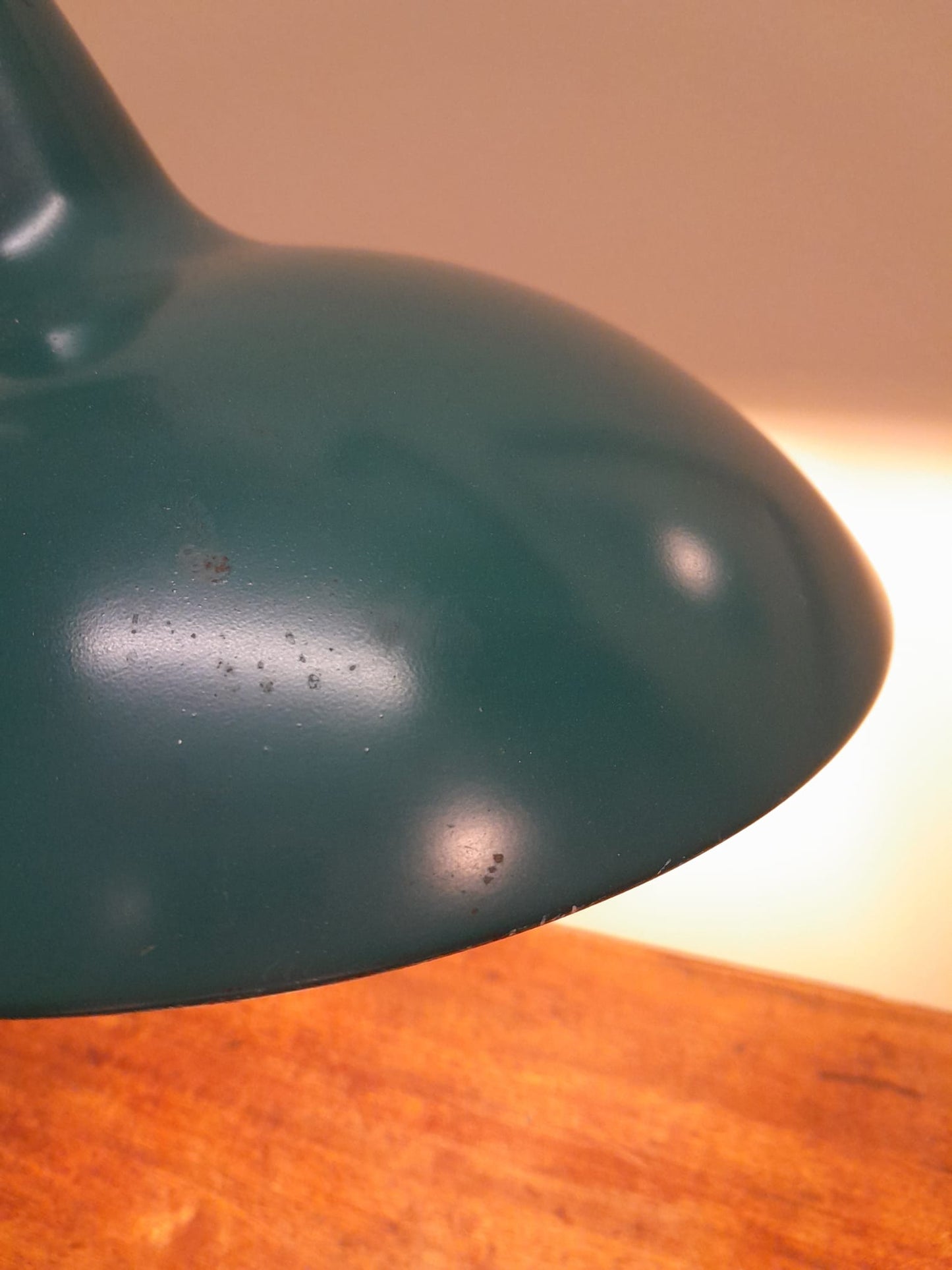 An original 1950s Kaiser Idell lamp, model 6786 Emerald Green, designed by Christian Dell