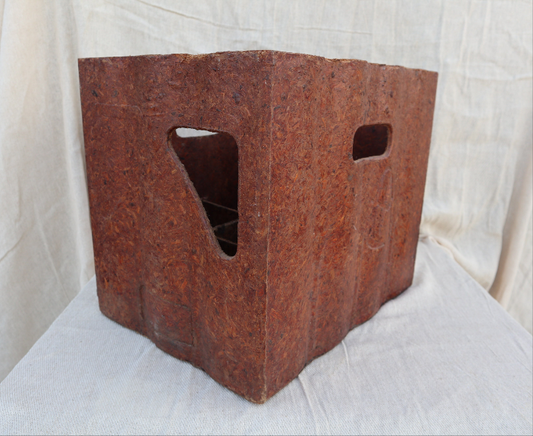 French industrial 1980s pressed wood bottle crate