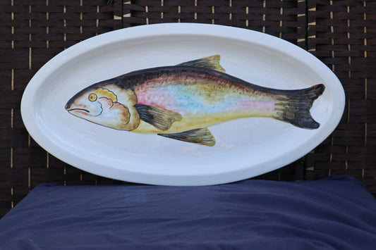 Very large mid-century handpainted Italian fish platter