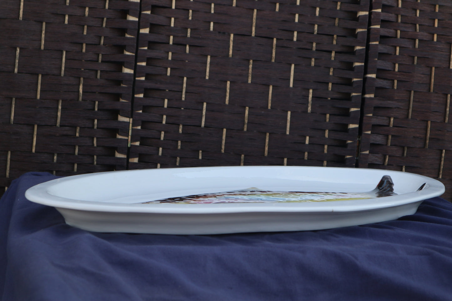 Very large mid-century handpainted Italian fish platter