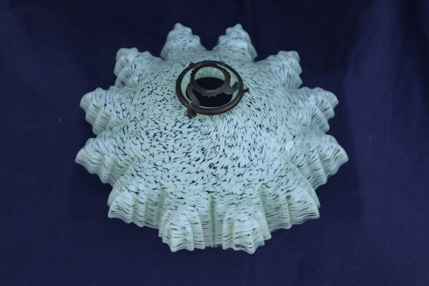 Vintage 1930s French mottled green glass ceiling lightshade