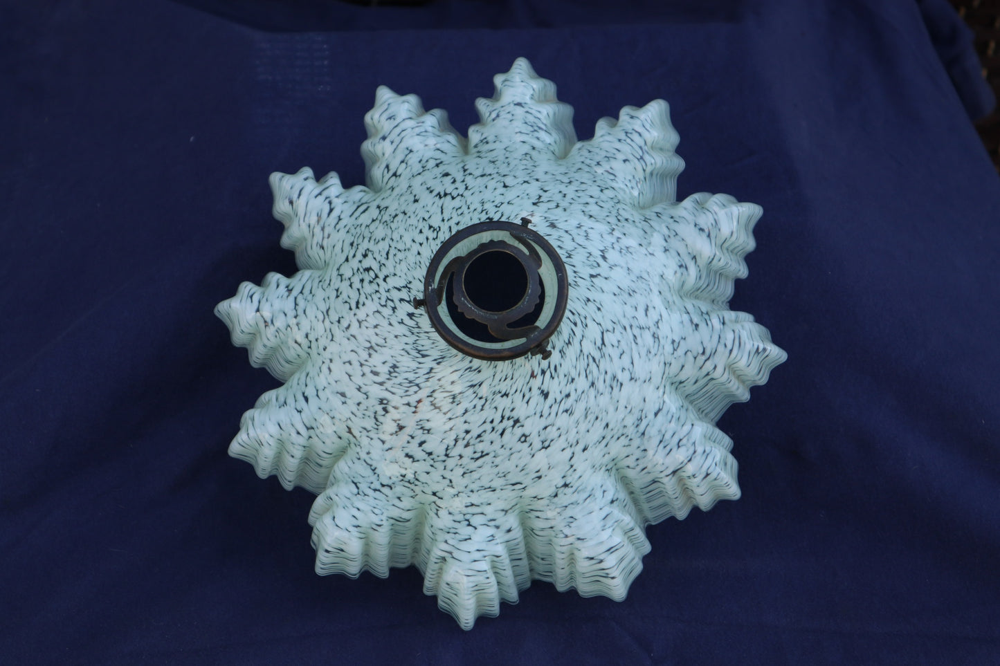 Vintage 1930s French mottled green glass ceiling lightshade