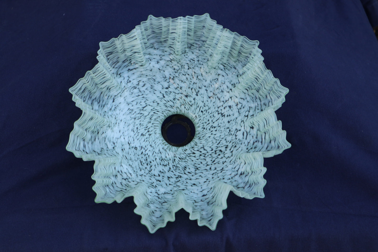 Vintage 1930s French mottled green glass ceiling lightshade