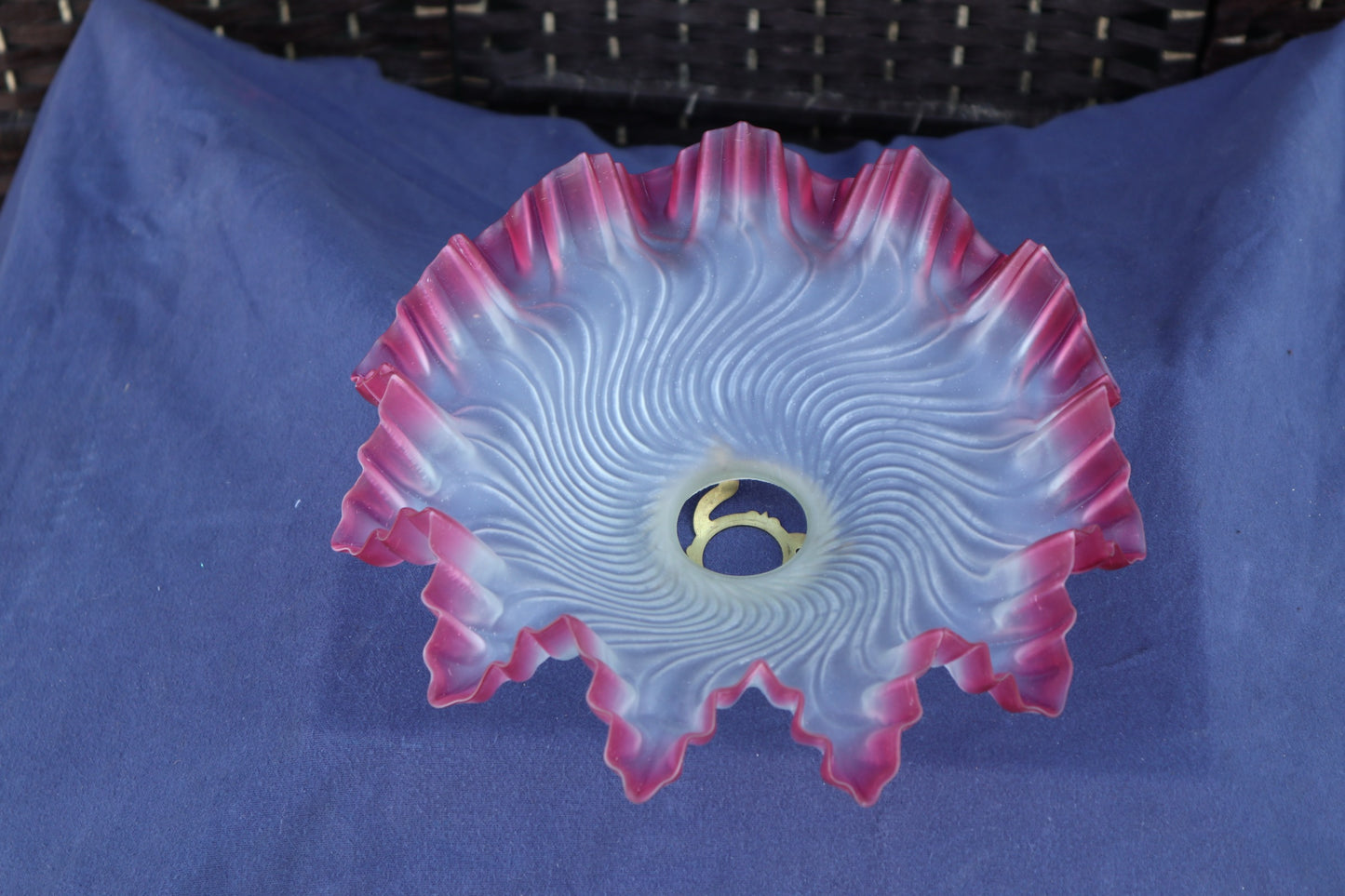 Vintage 1930s French cranberry glass ceiling lightshade