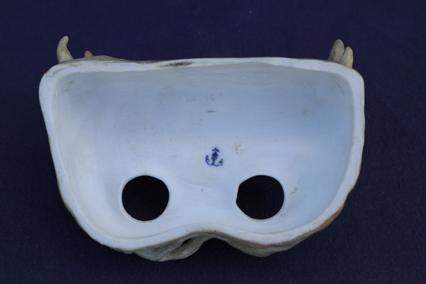 Antique German bisque porcelain owl inkwell by Ernst Bohne Sonhe