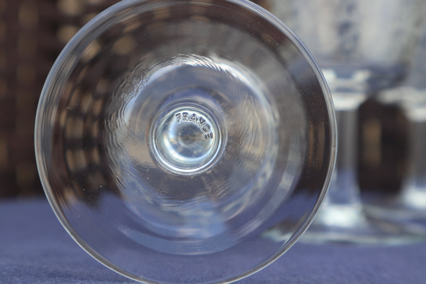 Set of six vintage French crystal wine glasses
