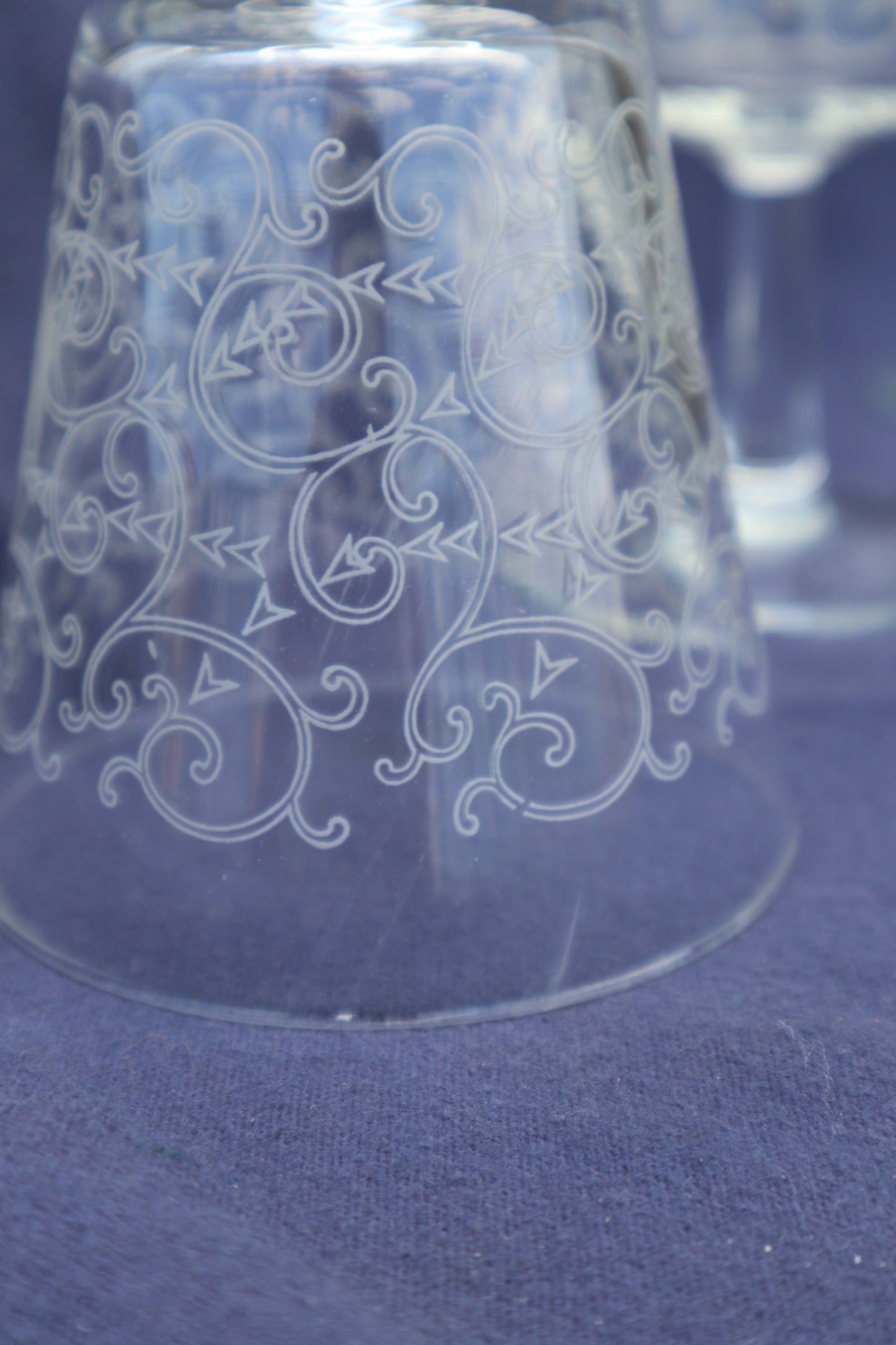 Set of six vintage French crystal wine glasses