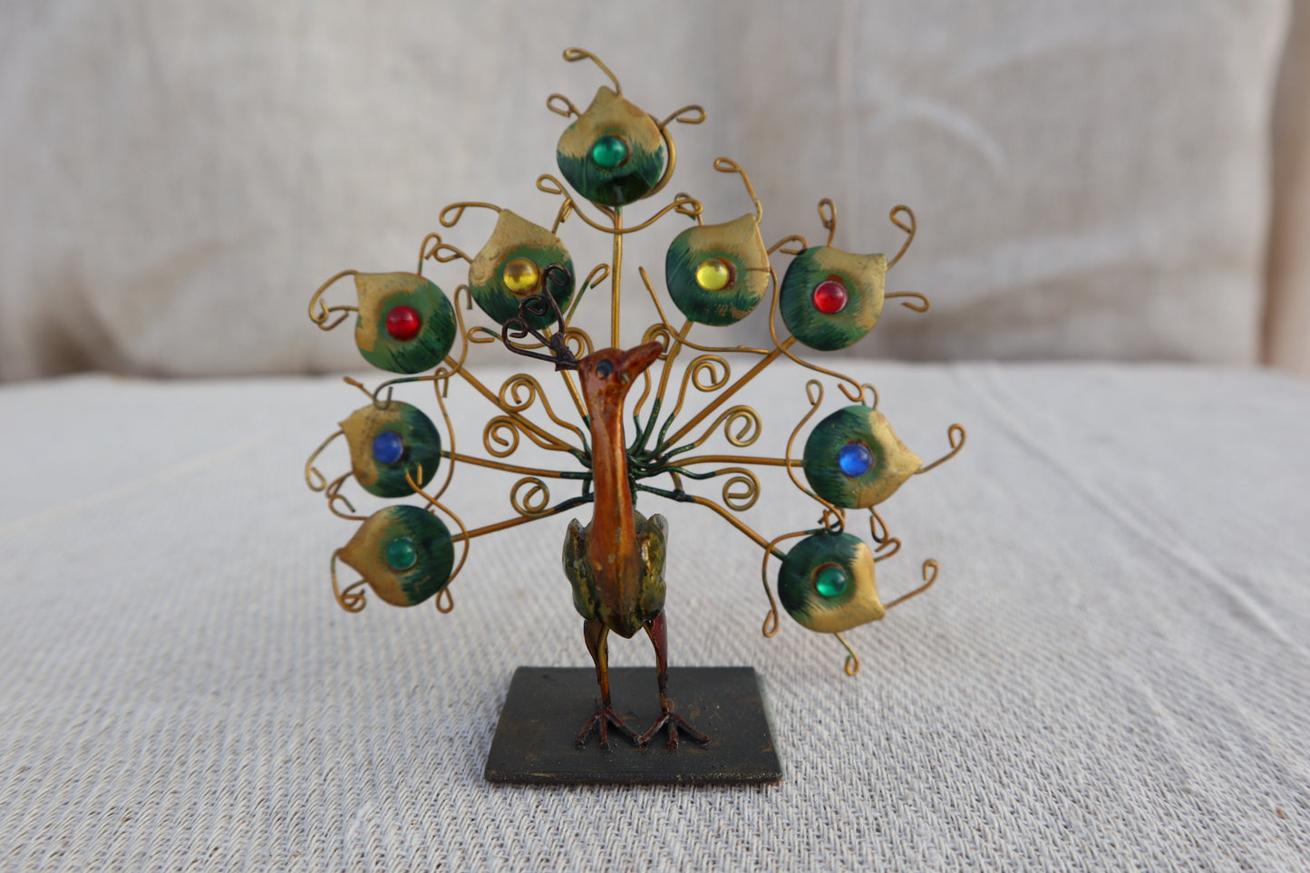 Retro Peacock dining table place setting holders, set of six