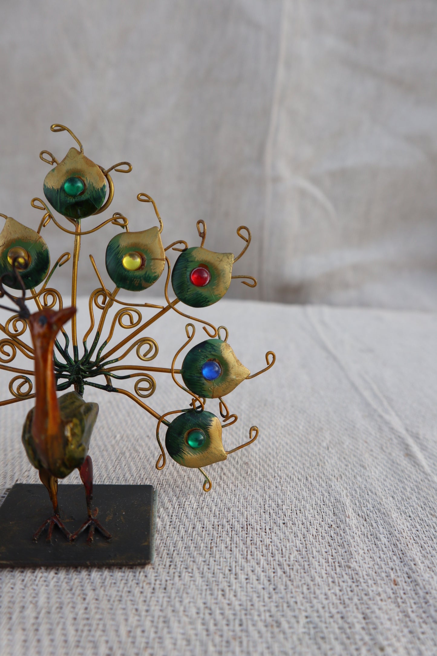 Retro Peacock dining table place setting holders, set of six