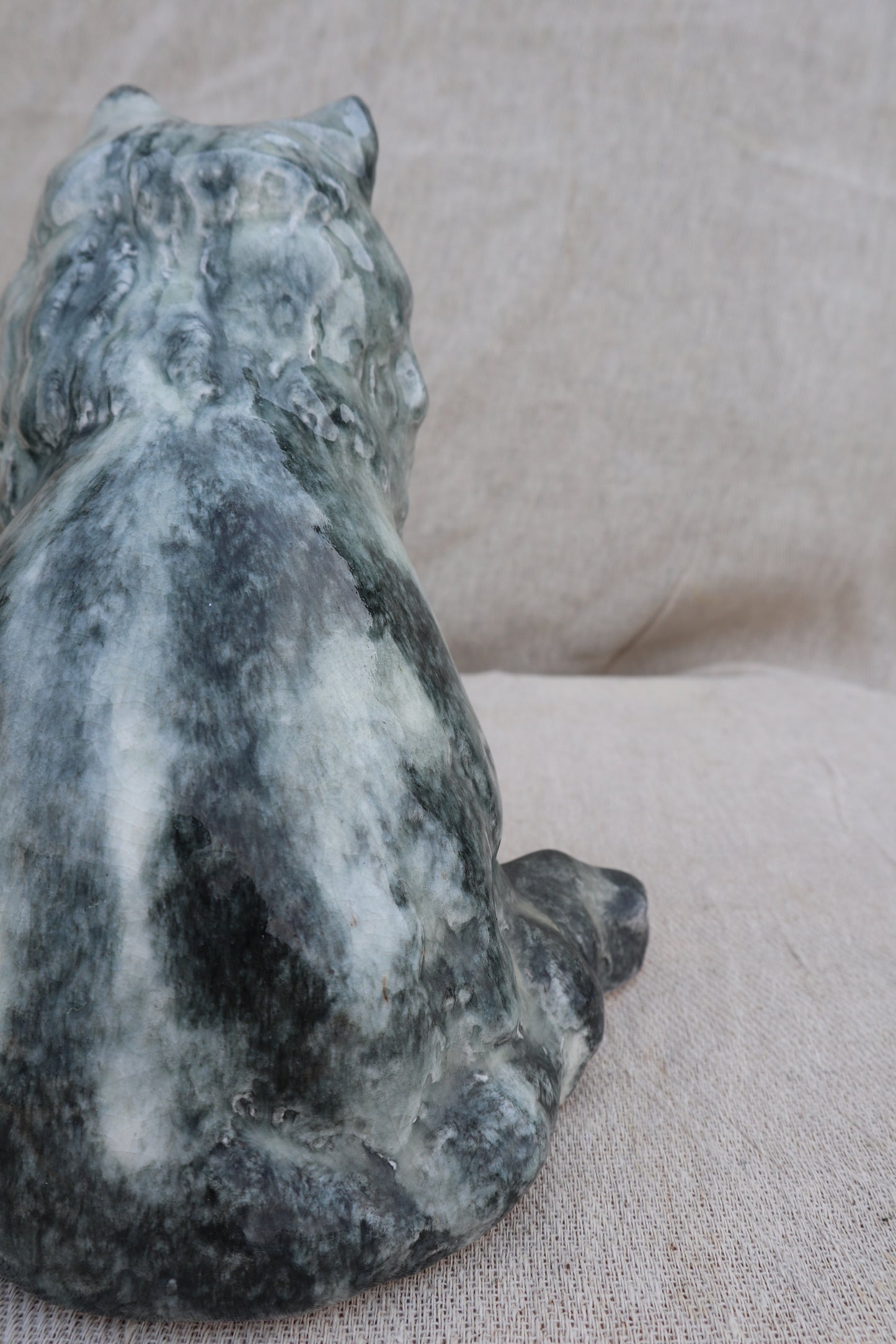 Large vintage signed Winstanley grey tabby cat figurine