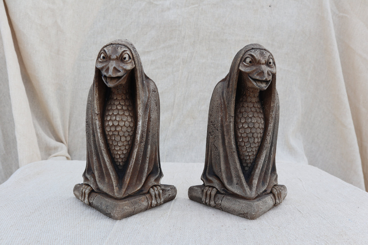Pair of signed gargoyle bookends