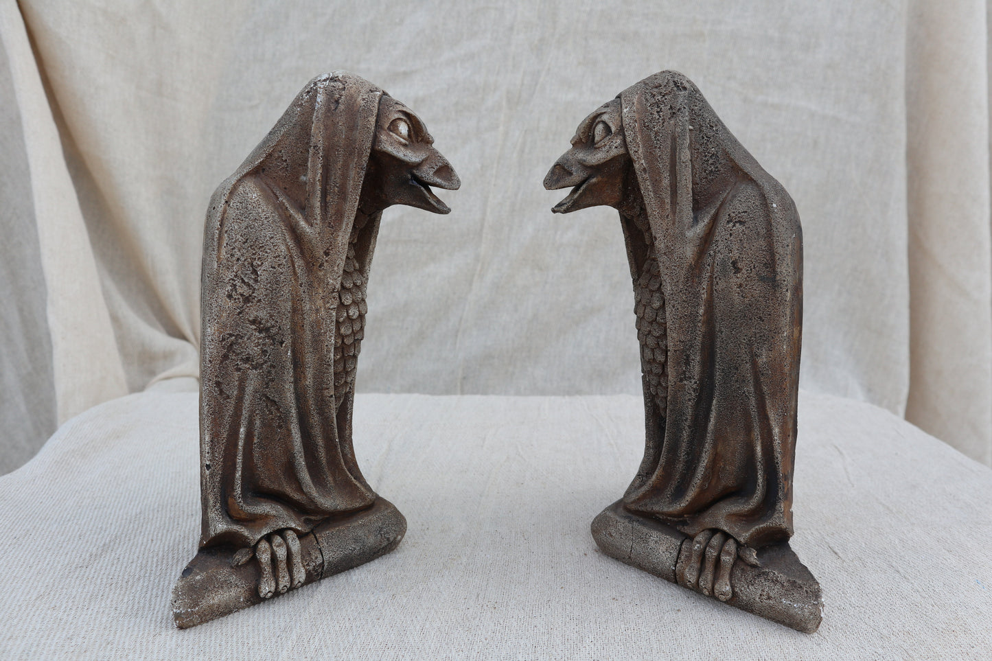 Pair of signed gargoyle bookends