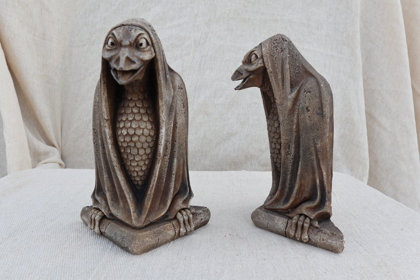 Pair of signed gargoyle bookends