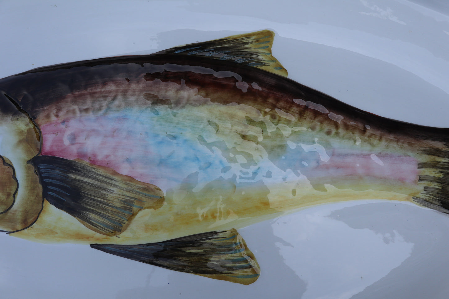Very large mid-century handpainted Italian fish platter