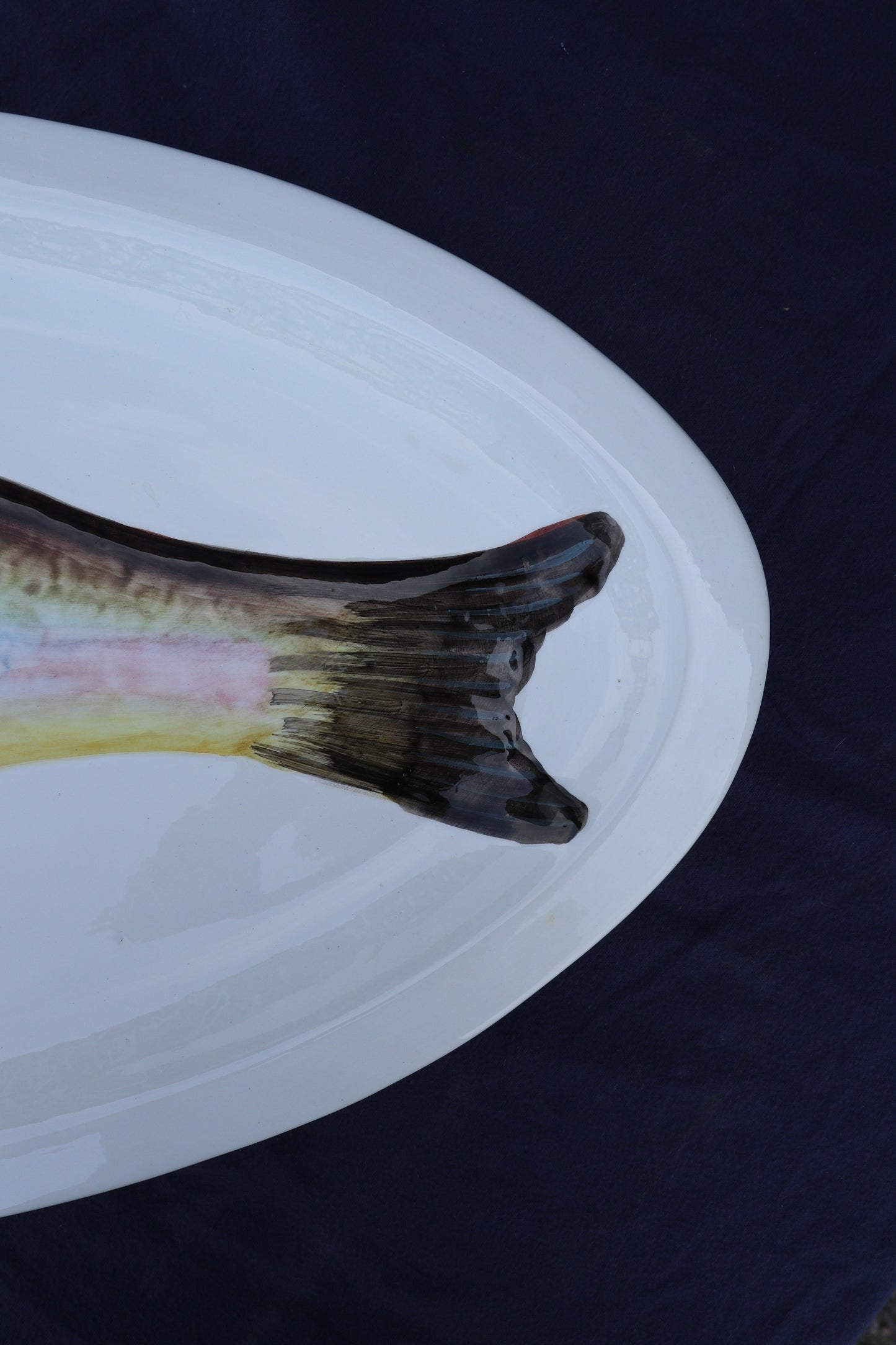Very large mid-century handpainted Italian fish platter
