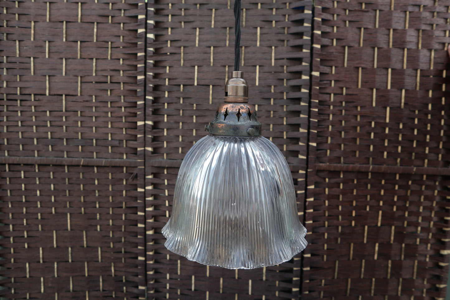 Antique Holophane ceiling pendant light