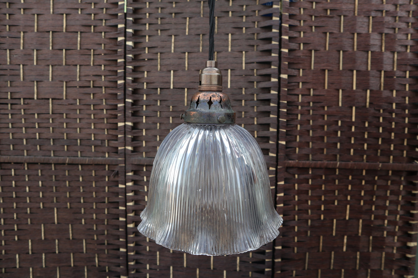 Antique Holophane ceiling pendant light