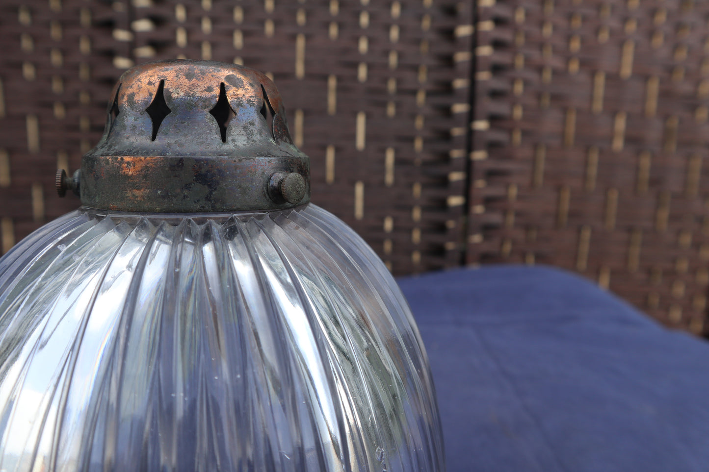 Antique Holophane ceiling pendant light