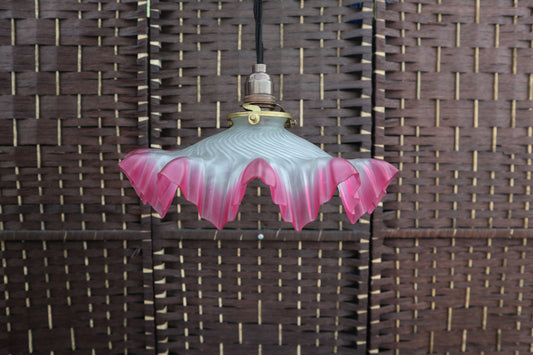 Vintage 1930s French cranberry glass ceiling lightshade