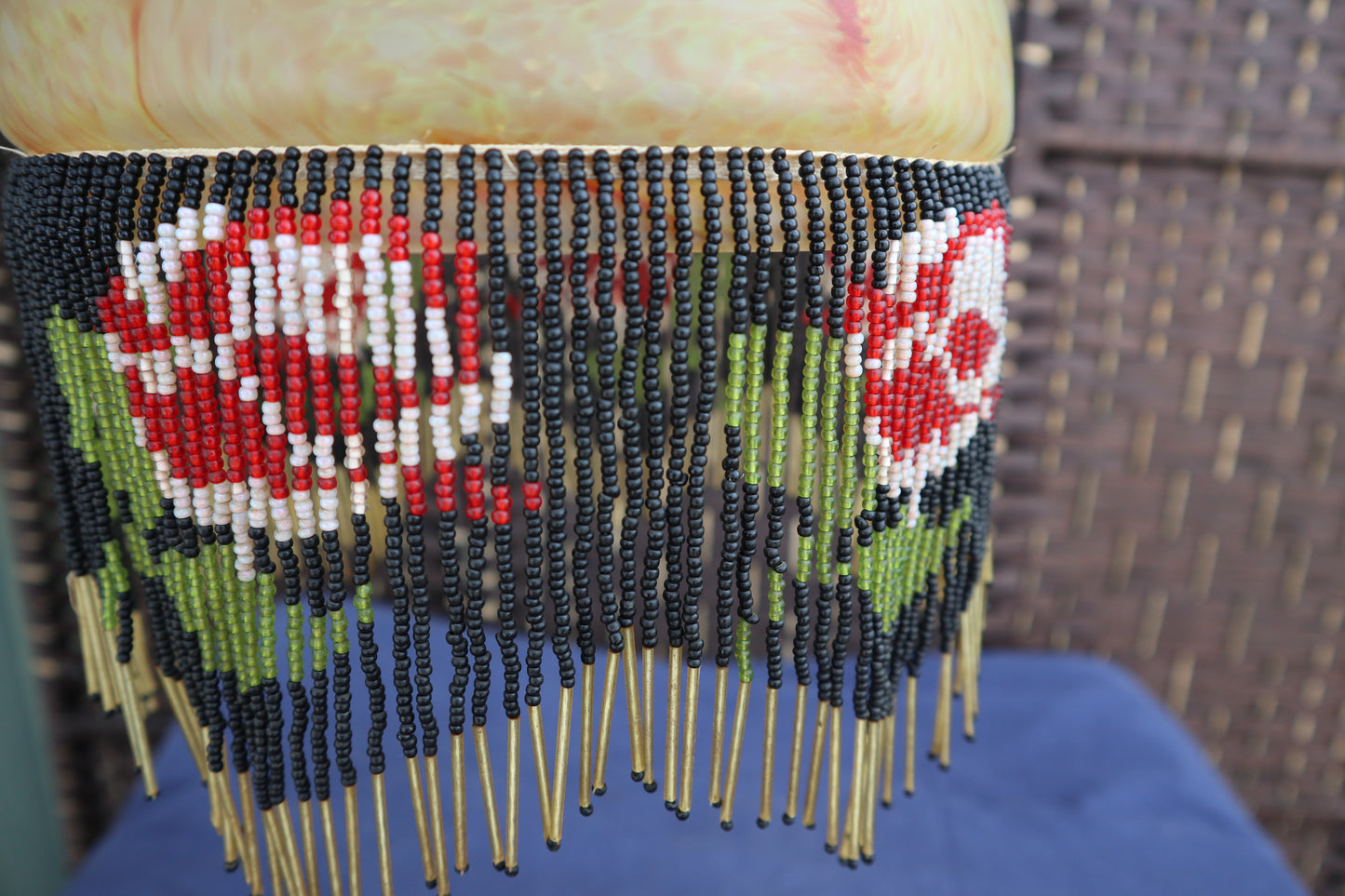 French Art Deco glass beaded lightshade