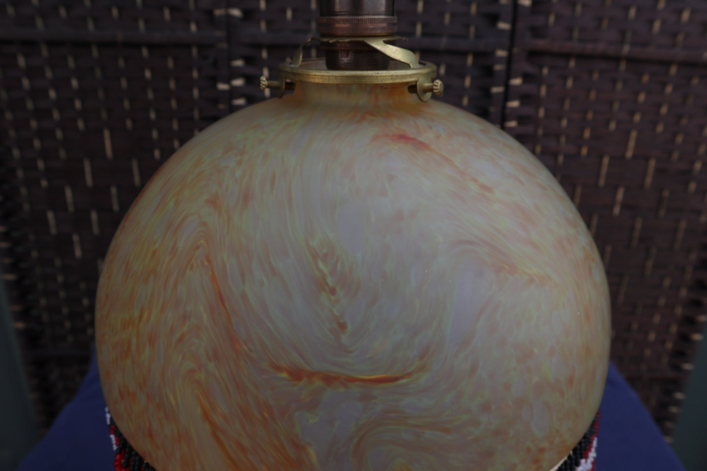 French Art Deco glass beaded lightshade