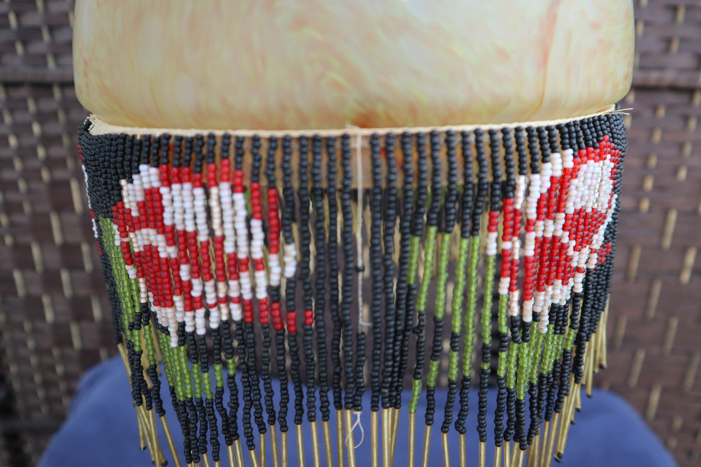 French Art Deco glass beaded lightshade