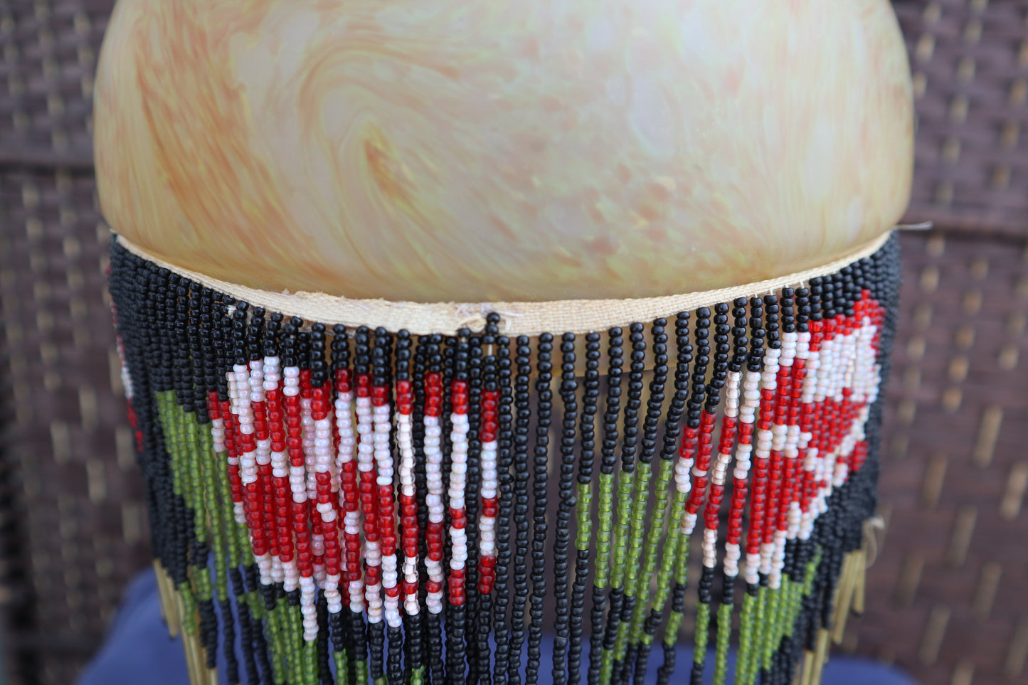 French Art Deco glass beaded lightshade