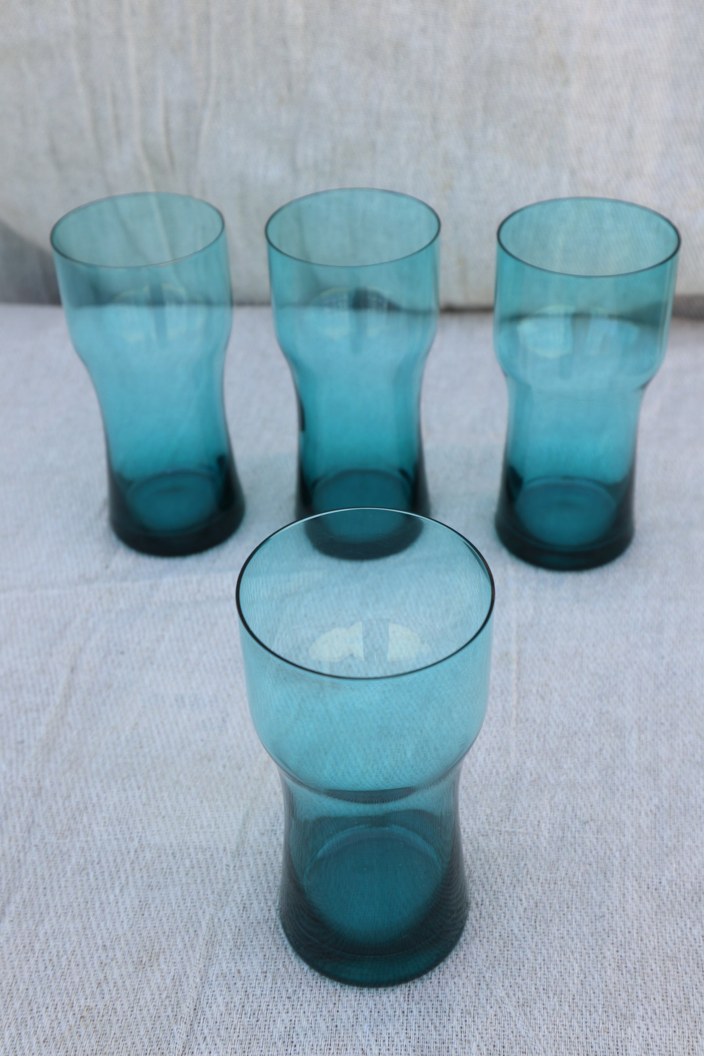 Vintage handblown blue glass lemonade set
