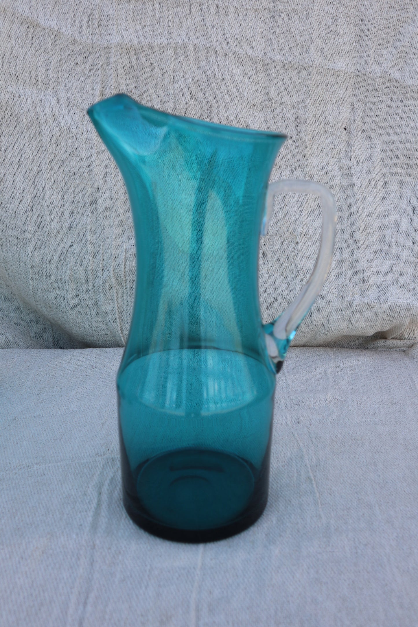 Vintage handblown blue glass lemonade set