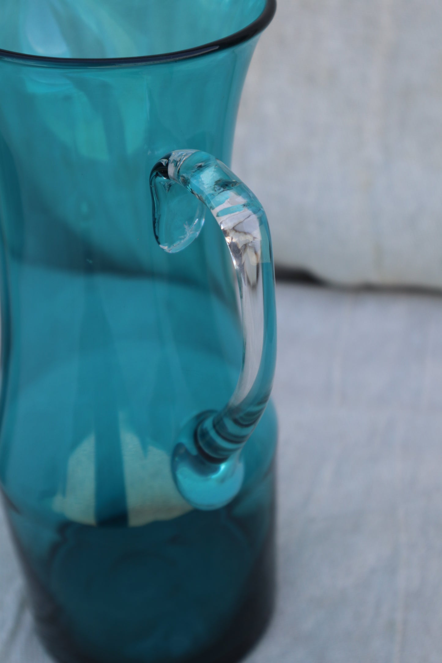 Vintage handblown blue glass lemonade set