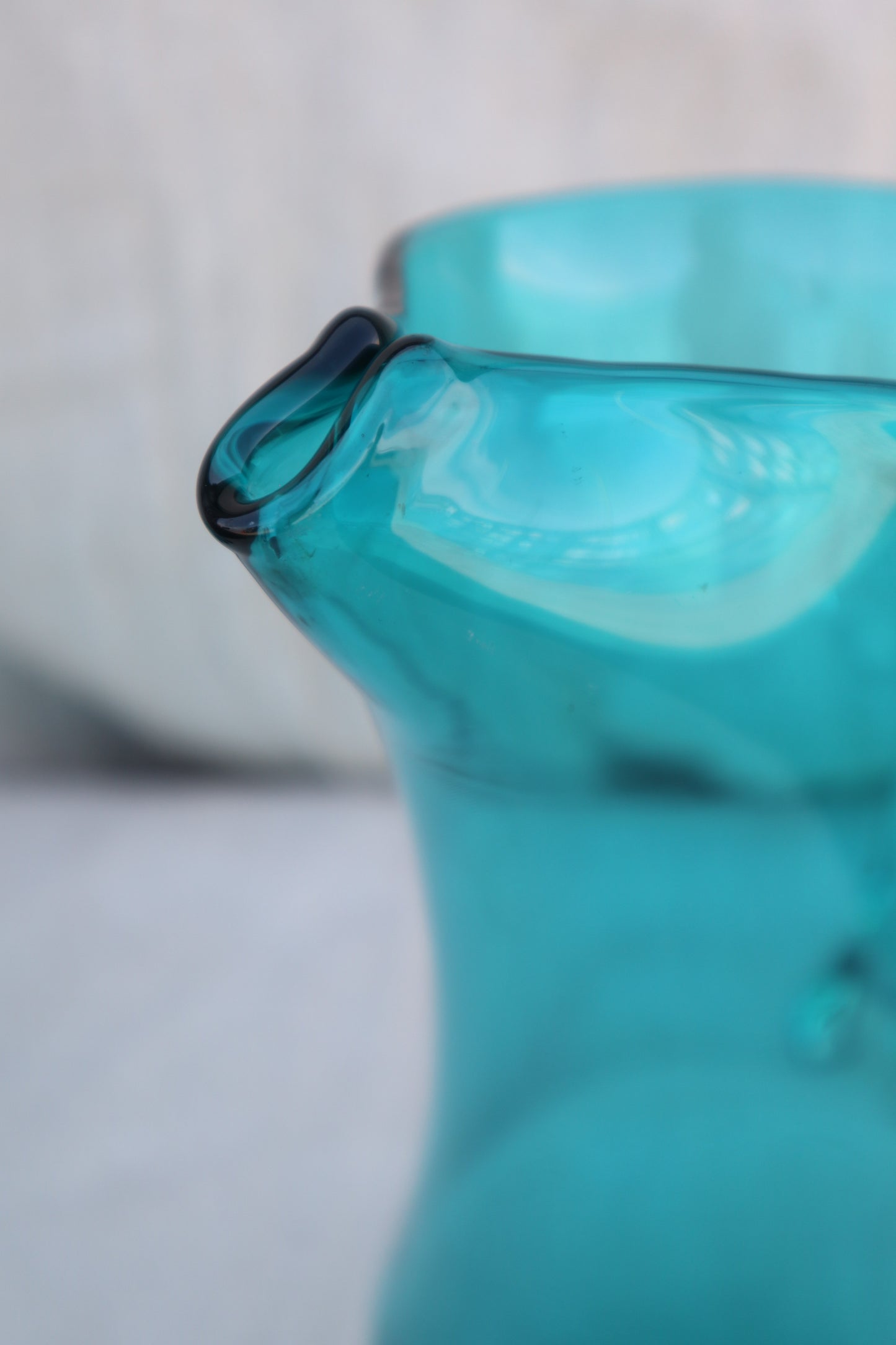 Vintage handblown blue glass lemonade set