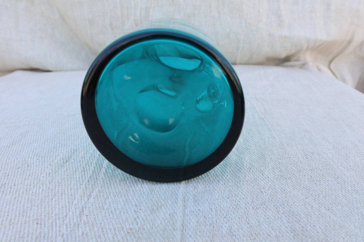 Vintage handblown blue glass lemonade set