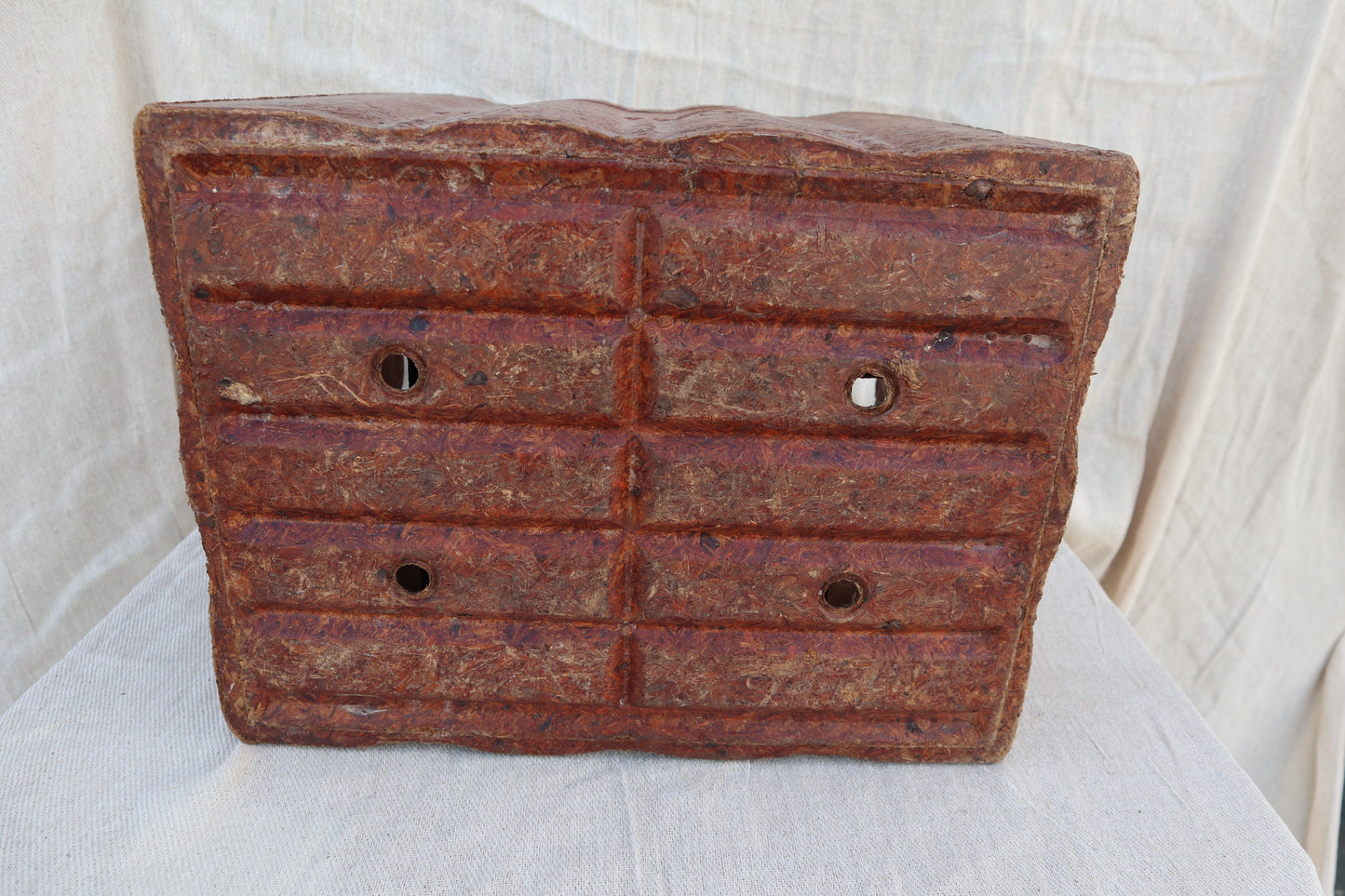 French industrial 1980s pressed wood bottle crate