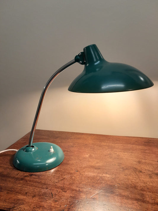 An original 1950s Kaiser Idell lamp, model 6786 Emerald Green, designed by Christian Dell
