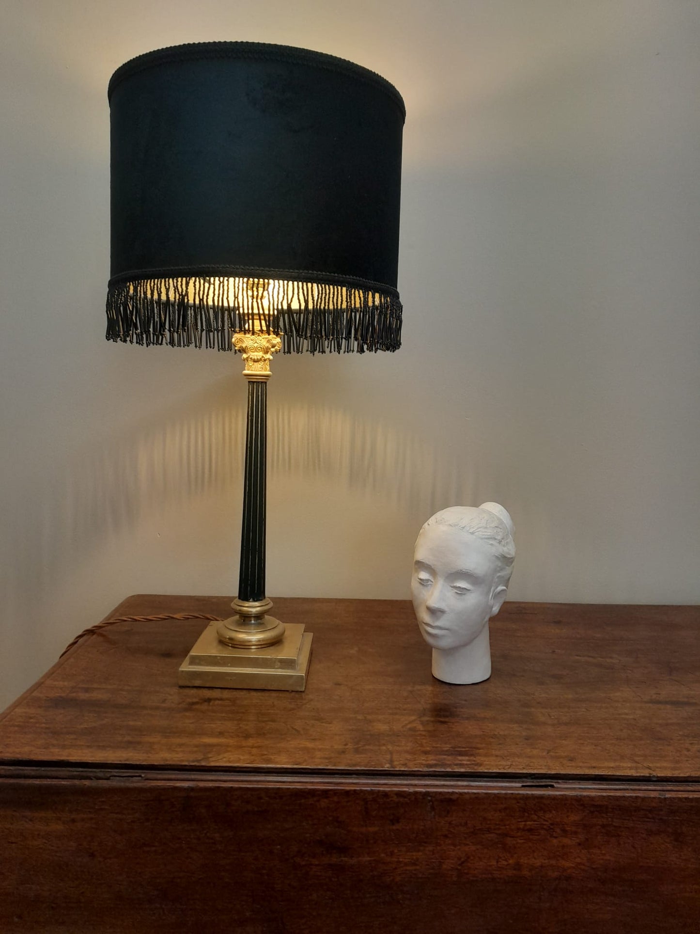 Mid-century lady's head clay sculpture