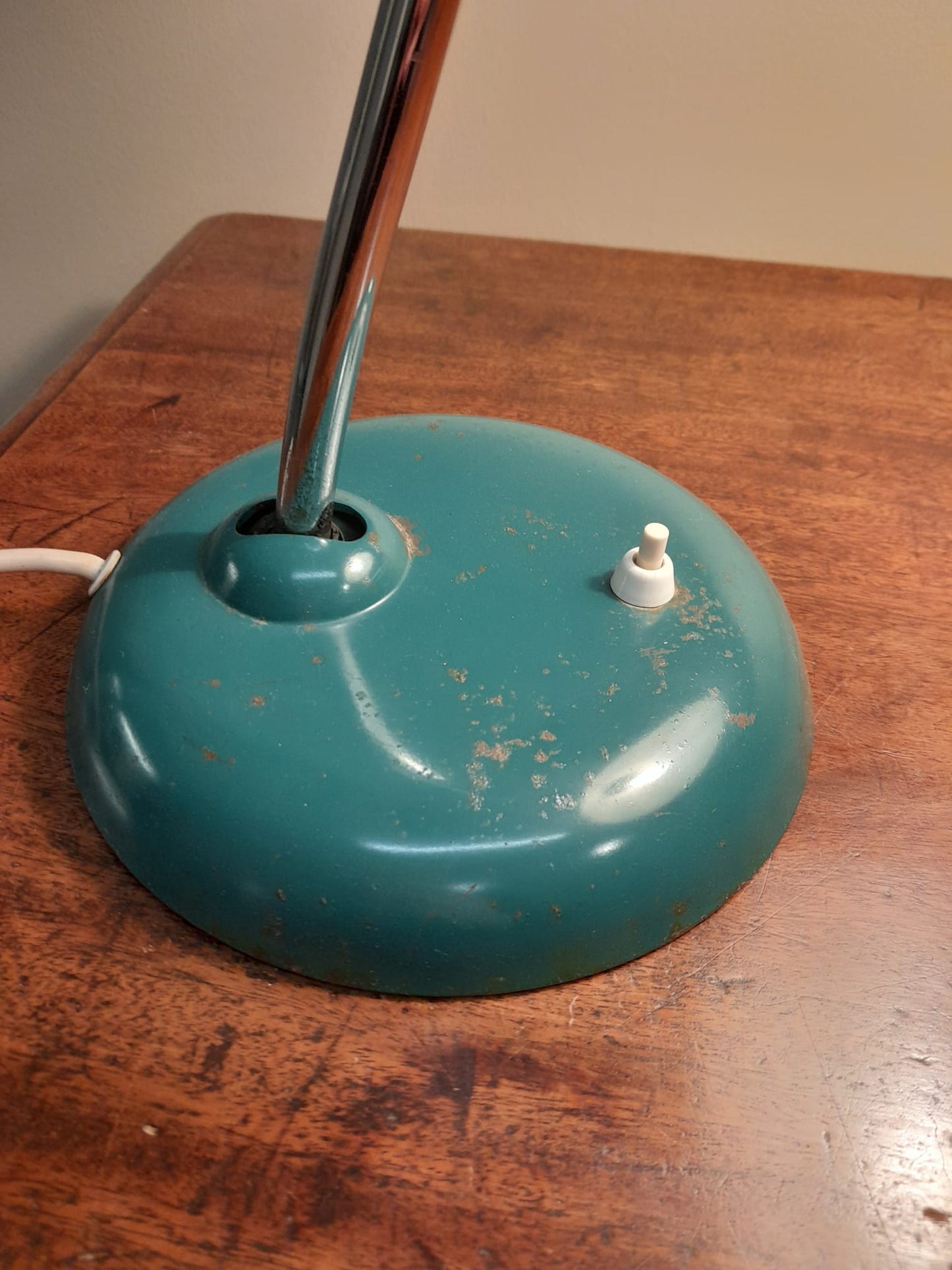 An original 1950s Kaiser Idell lamp, model 6786 Emerald Green, designed by Christian Dell