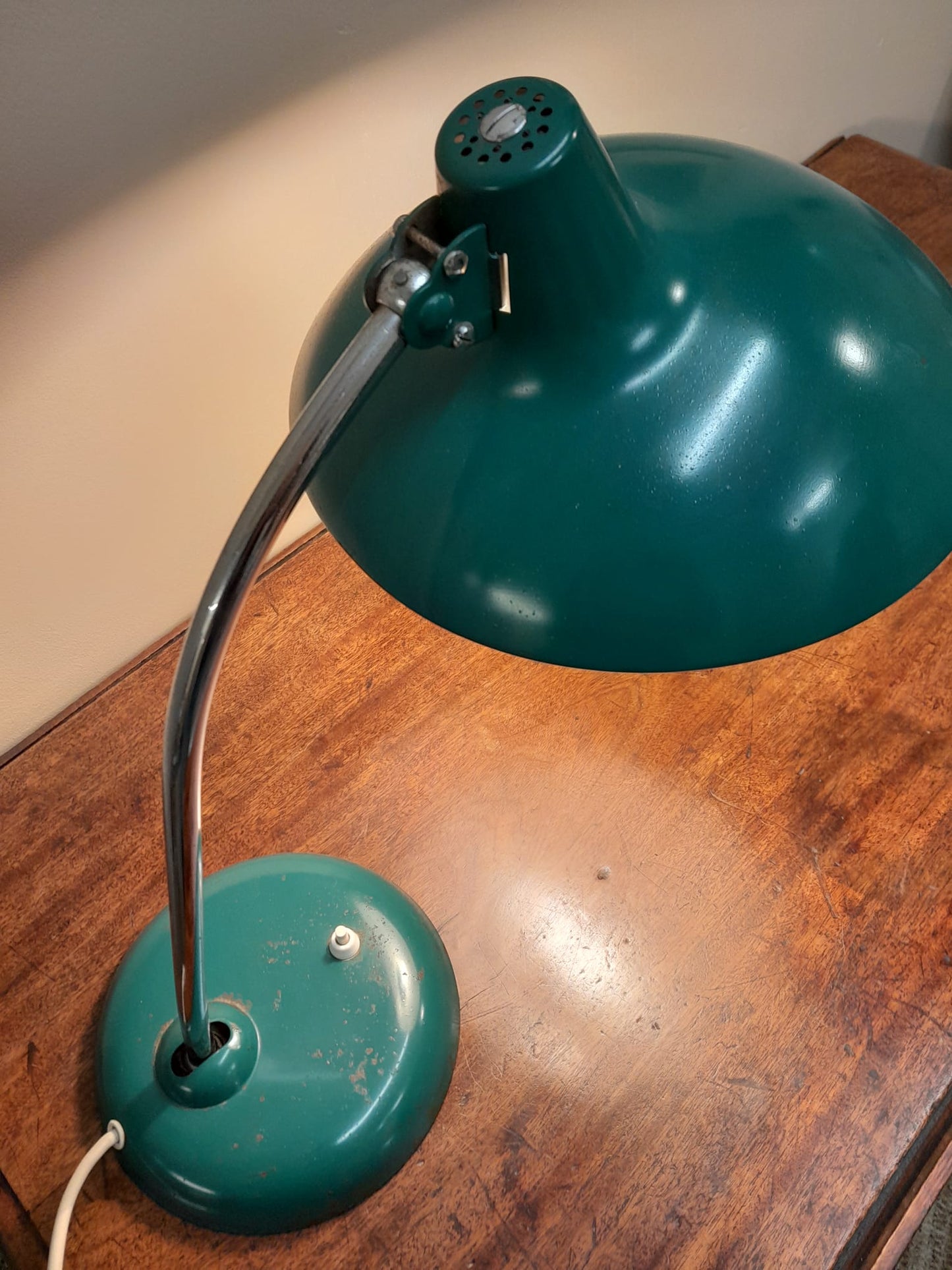 An original 1950s Kaiser Idell lamp, model 6786 Emerald Green, designed by Christian Dell