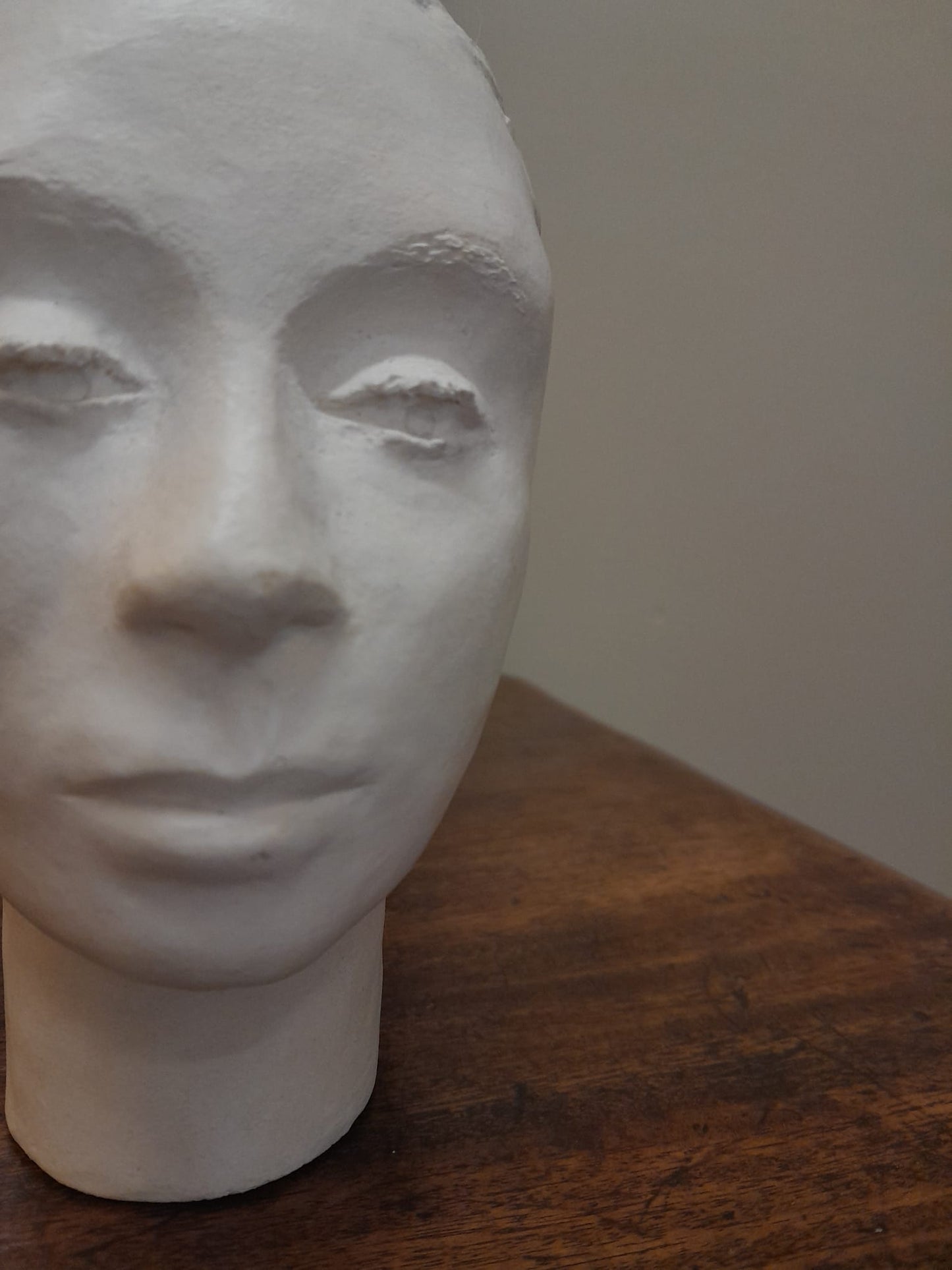 Mid-century lady's head clay sculpture